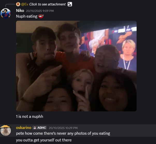 A group selfie shared in the Discord chat.